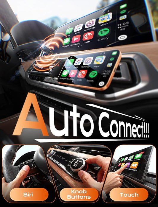 for Apple Carplay Wireless Adapter, 3X Fast Auto-Connect, No Latency, Plug&Play, Wireless Carplay Adapter, 2026 Mini Car Play Dongle for iPhone 6~17, Fit for 927+ Cars,USB A/C (Black)