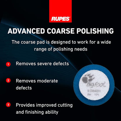RUPES 40mm Pack of 6 Blue D-A Coarse Cutting Foam Pads | Ideal for Severe Paint Correction & Gloss Enhancement | Improves Finishing Performance | Compatible with 1.5" Backing Plate