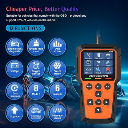 Classic Enhanced Universal OBD II Scanner Automotive Engine Fault Code Reader CAN Diagnostic Fault Diagnostic Instrument, Reads and Clears Error Codes of 1996 or Later OBD2 Protocol Vehicles