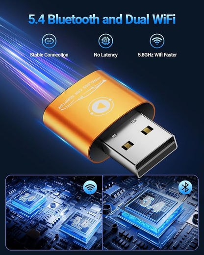 Wireless CarPlay Adapter for Apple iPhone（2026 Upgraded） Mini Design, Converts Factory Wired to Wireless Adapter for CarPlay, Plug and Play, Auto Connect Fast and Stable(Orange)