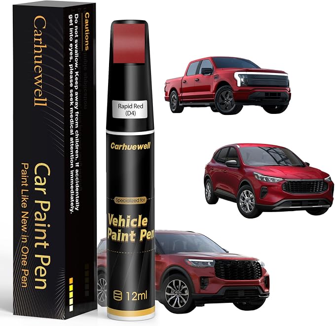 Rapid Red(D4) Touch Up Paint for Ford, Car Paint Pen Scratch Repair Two-In-One Touch Up Paint, Exact Color Match for Ford Automotive Scratch Remover for Deep Scratches