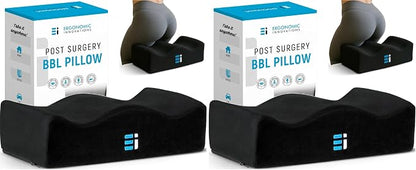 BBL Pillow After Surgery for Sitting - Brazilian Butt Lift Cushion for Driving & Home, Ergonomic Butt Shaped Pillow for Post-Op Recovery Pain Relief Support, BBL Must Haves (Pack of 2)