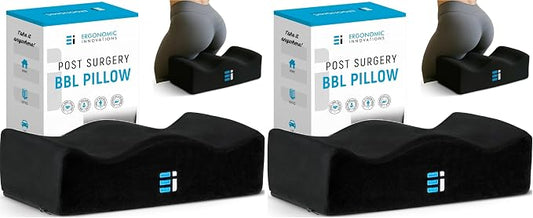 BBL Pillow After Surgery for Sitting - Brazilian Butt Lift Cushion for Driving & Home, Ergonomic Butt Shaped Pillow for Post-Op Recovery Pain Relief Support, BBL Must Haves (Pack of 2)