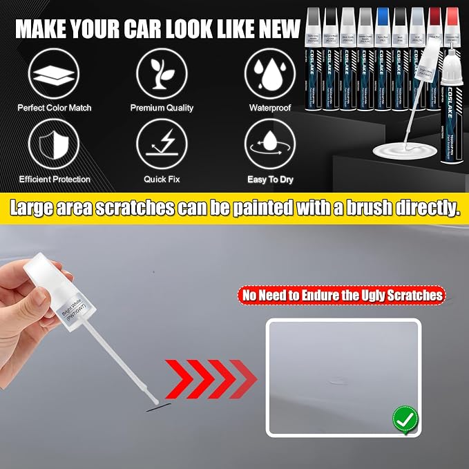 Car Touch Up Paint(Stone White(PW1/SW1)) for Jeep, Car Paint Scratch Repair Kit, Quick & Easy Solution to Repair, 2 in 1 Scratch Remover Pen with Color-Matched