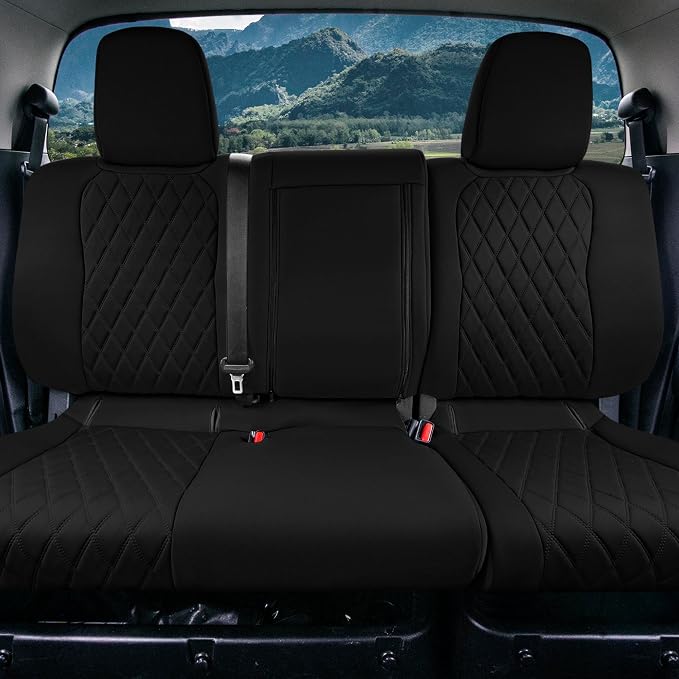 FH Group Custom Fit Car Seat Covers Specifically Made for 2022-2026 Nissan Frontier, Rear Set Black Ultraflex Neoprene Waterproof Automotive Seat Covers for Pickup Truck, Nissan Accessories