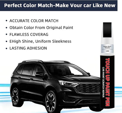 Agate Black Metallic(UM) Car Touch Up Paint for Ford 2-in-1 Car Scratch Repair Pen with Fine Tip&Brush, DIY Color-Code Matched Auto Paint for Rock Chips Door Scratches Paint Nicks Bumper Marks