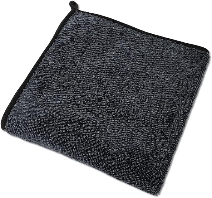 Yours Car Drying Towel, Double-Sided Microfiber Towel for Cars, Ultra Absorbent, Lint-Free, Streak-Free, Reusable, 23.6 x 23.6 in, Black (Large)