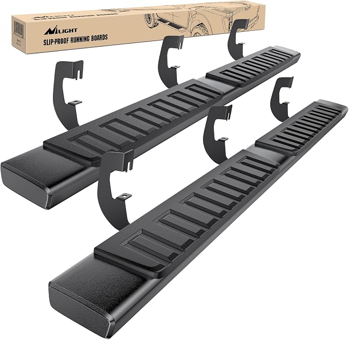 Nilight Running Boards for 2007-2018 Chevy Silverado/GMC Sierra 1500 Double Extended Cab 2007-2019 Chevy Silverado/GMC Sierra 2500HD 3500HD 6 Inch Aluminum Side Step Nerf Bars