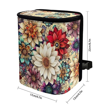 BIGCARJOB Hippie Lotus Car Trash Can Bin for Car Back Seat Leak Proof Car Trash Bag Hanging,Vehicle Trash Can for SUV Truck Van,Car Garbage Cans for Front Seat