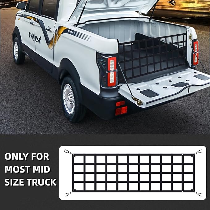 Tailgate Net for Most Mid Size Truck - Cargo Net Compatible with Ford, Chevy, Dodge,Ram etc - Tail Gate Extender Nets for Pickup Truck Bed (50'' x 15'')