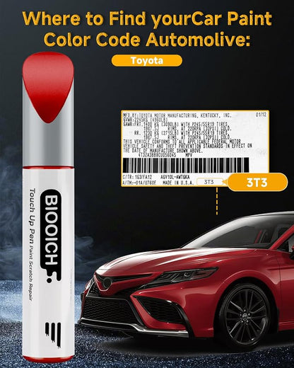 Touch Up Paint Pen Exact Color Match Car Chip and Scratch Repair (for Toyota, Ruby Flare Pearl(3T3))