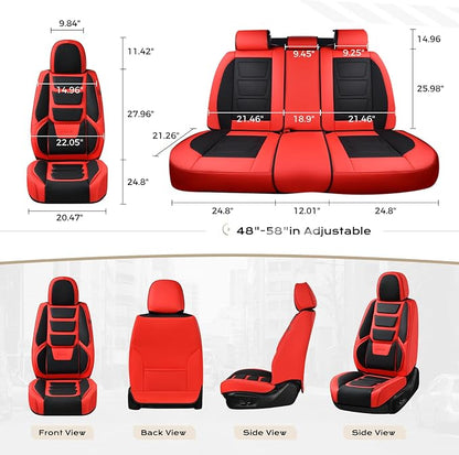 Coverado Car Seat Covers, Front Covers for Cars, Car Seat Cover Front Seats, Automotive Seat Cover, Waterproof, Leather Car Seat Cushion, Universal Interior Covers Seat Protectors for Most Cars Red