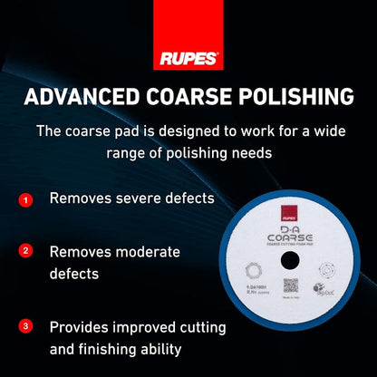 RUPES 9.DA180H Pack of 12 Blue D-A Coarse Cutting Foam Pads 180mm | Ideal for Paint Correction & Gloss Enhancement | Mild to Severe Defect Removal | Compatible with 6" Backing Plate