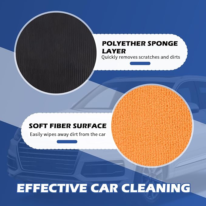2PCS Car Clay Mitt Auto Detailing,Soft Clay Bar Mitt for Cleaning Car Surfaces,Anti-Scratch Clays Mitts for Cars Detailings to Replace Traditional Clays Bar Cars Accessories (Orange/2PCS)