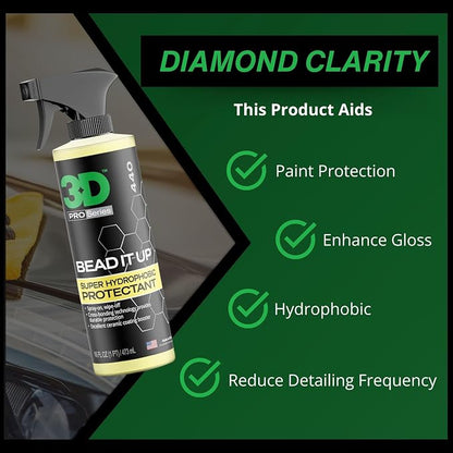 3D Bead It Up Ceramic Coating Booster Spray - Super Hydrophobic Bead Maker - Polymer Paint Protectant & Sealant 16oz.