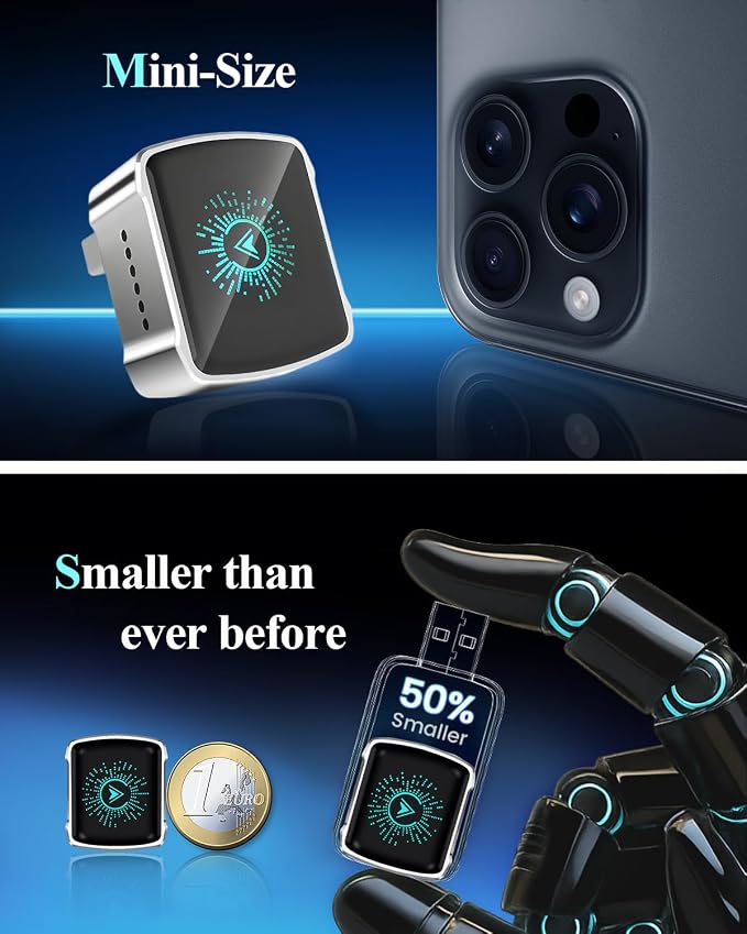 2-in-1 Wireless CarPlay & Android Auto Adapter,2026 Upgrade Auto Adapter Instant Wired to Wireless Conversion, Plug & Play, Mini & Stable with USB-C/Type-C, Compatible with iOS 10+ & Android 11+
