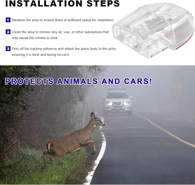 8 PCS Deer Whistles for Car, Deer Warning Device with Adhesive Tapes to Avoid Collisions, Animal Alert Horn Road Safety Whistle for SUVs Trucks Motorcycles, Car Accessories (Transparent)