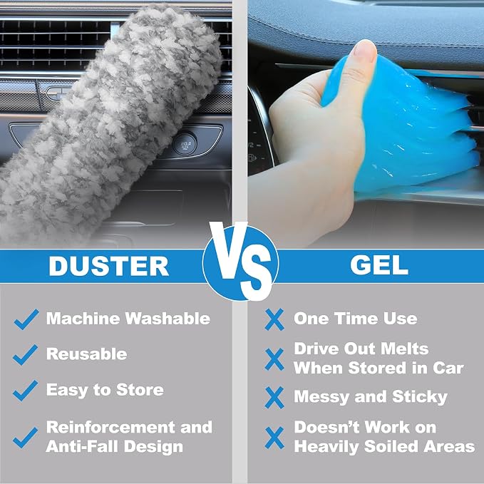 12" Microfiber Car Duster – Soft Interior Detail Brush for Dash, Seats, Vents & Console – Scratch‑Free, Washable Dust Remover for Car Interior Detailing
