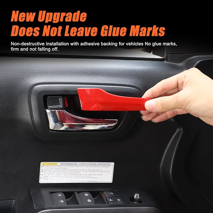 CHEAYAR Car Inner Door Handles Cover Trim Compatible with Toyota Tacoma 2016-2022, Auto Inner Door Handles Cover Interior Door Handles Protector Trim Decorate Covers Accessories (red)