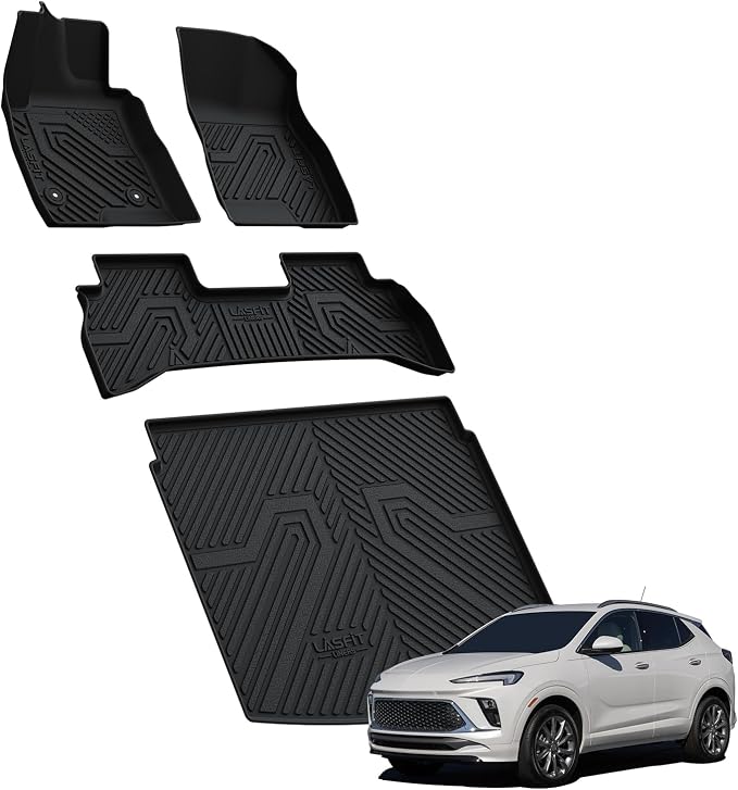 LASFIT Floor Mats & Cargo Mat(Lower Position) for Buick Encore GX 2020-2026(Only Fit FWD), TPE All Weather Custom Fit 1st & 2nd Row Rubber Car Mats and Cargo Liner for Buick Accessories, Black