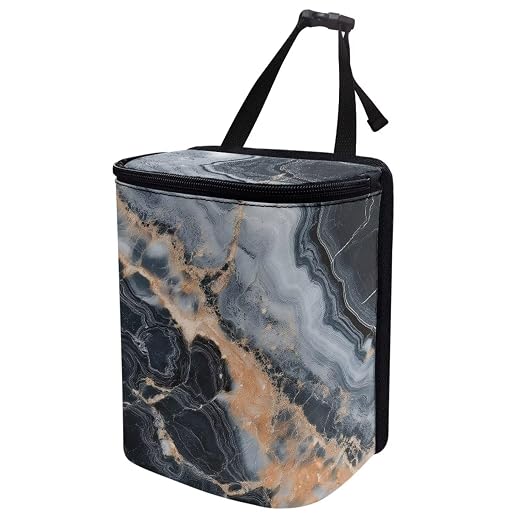Talayituse Marble Print Car Trash Bin, Large Size Auto Trash Can Adjustable Portable Garbage Can with Lid, Vehicle Hanging Bag for Headrest Front Back Seat