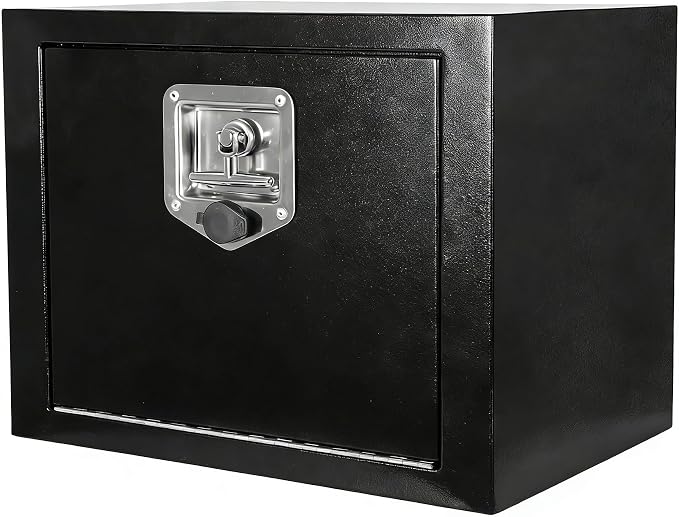 18" Underbody Truck Tool Box, Heavy Duty Steel Underbody Toolbox with T-Handle Lock & Weatherproof Seal, Lockable Truck Trailer Tool Box for Pickup, Flatbed, RV, Van, Utility Vehicles - 18 x 12 x 14