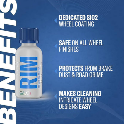 Gyeon Rim EVO Ceramic Wheel Coating Kit Brake Dust Repellent High‑Heat Resistant Hydrophobic Wheel Protectant Satin Finish Self‑Cleaning Ceramic Protection for Alloy Painted Rims