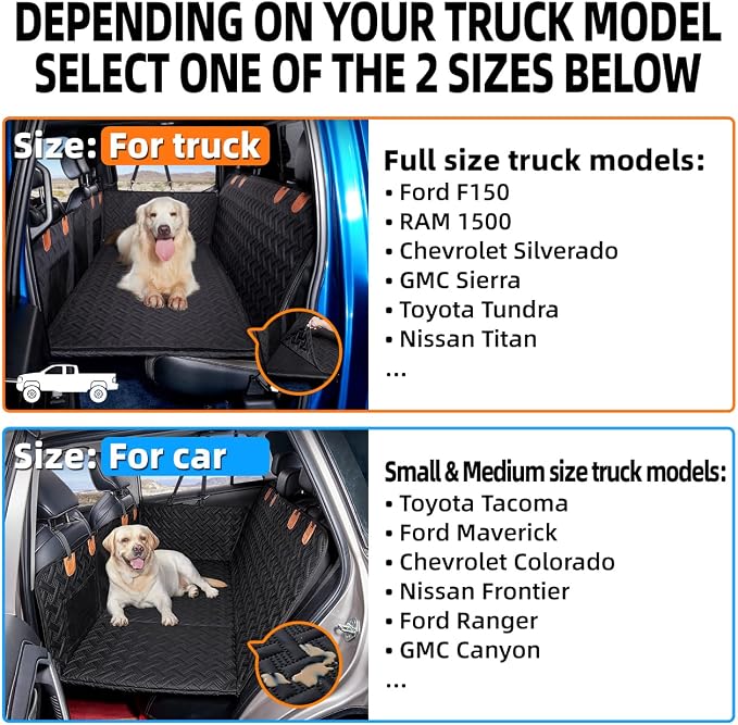 MAXFUT Truck Dog Seat Cover Back Seat,Back Seat Extender for Truck,Dog Hammock,Hard Bottom Car Seat Cover,Pet Seat Cover for F150/RAM1500/Silverado