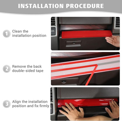 Jimen Compatible with Ford F150 2015-2020, 4PCS Center Console Panel Dash Cover Interior Trim Accessories (Red)