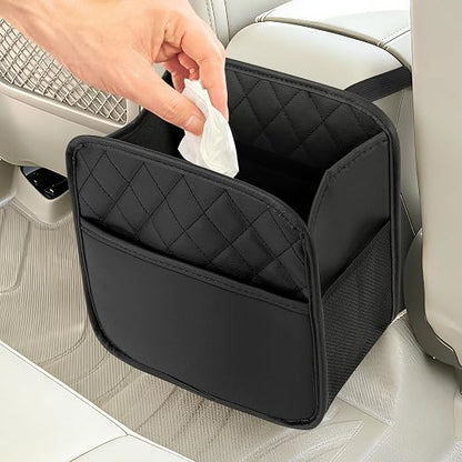 Accmor Car Trash Can, Small Garbage Bag for Car with Support Plate, Hanging Auto Organizer Storage Pockets Portable Automotive Garbage Bin with 60 Pcs Trash Bags, Vehicle Dustbin for SUV Truck Van