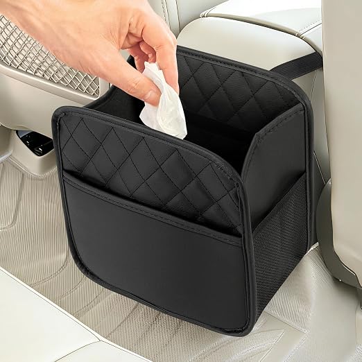 Accmor Car Trash Can, Small Garbage Bag for Car with Support Plate, Hanging Auto Organizer Storage Pockets Portable Automotive Garbage Bin with 60 Pcs Trash Bags, Vehicle Dustbin for SUV Truck Van