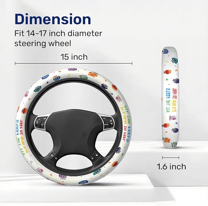 GENANY Mental Mood Steering Wheel Cover, Non Slip Polyester Car Wheel Protector for Car SUV Truck, Universal 15 Inch