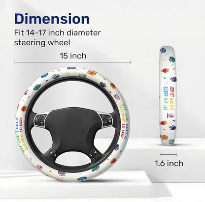 GENANY Mental Mood Steering Wheel Cover, Non Slip Polyester Car Wheel Protector for Car SUV Truck, Universal 15 Inch
