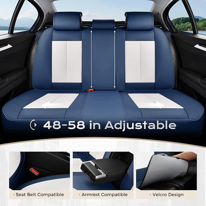 Coverado Seat Covers, Car Seat Covers Full Set, Leather Seat Covers for Cars, Car Seat Protector, Black Car Seat Covers Front Seats and Back Seats Universal Fit for Most Cars White