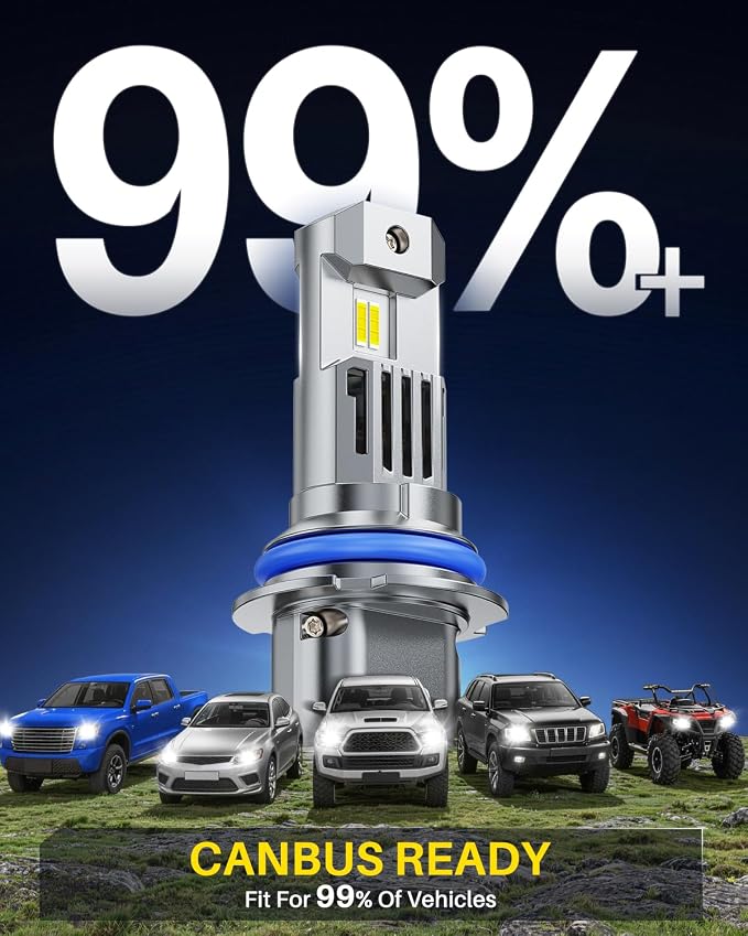 AUTOONE 9007 HB5 Bulbs, No Flicker 6500K White, 60,000LM Brightness, Easy 3 Min Plug and Play, IP68 Rated, Long Lifespan, 2 PCS