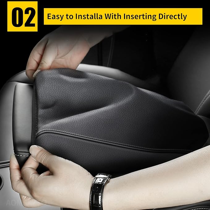 AOMSAZTO Console Covers for 2012 2013 2014 2015 2016 Honda CRV Armrest Covers for Honda CR V Black with Black Stiches