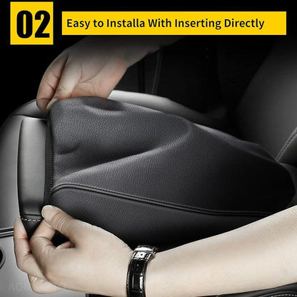 AOMSAZTO Console Covers for 2012 2013 2014 2015 2016 Honda CRV Armrest Covers for Honda CR V Black with Black Stiches
