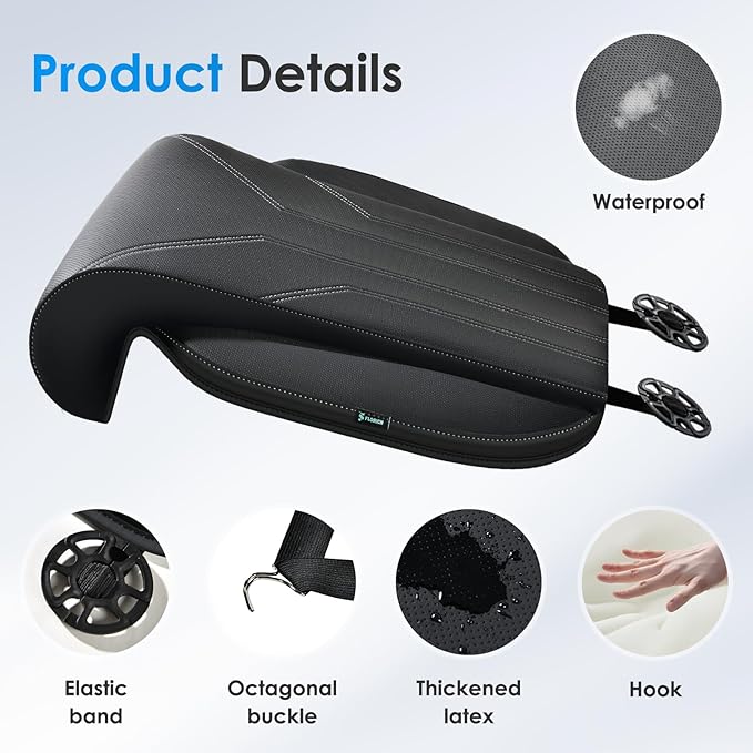 FLORICH Car Seat Extender Leg Support Cushion for Driver Seats Office Chair, Leather Memory Foam Widened seat Cushion for Long Drivers Universal Car Seat Cushion Legs Rest Pads-Deep Black