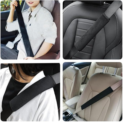 GUAN 2 Packs Car Seatbelt Covers Shoulder Super Soft Pad for Adults Kids Women & Men, Universal Seat Belt Cover for Handbag Camera Backpack Straps, Shoulder Pad Protector,Black,10.5in