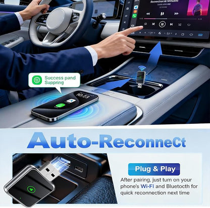Mini Wireless Carplay Adapter Update for iPhone and Android Auto - Carplay Wireless Adapter Car Play, Wired to Wireless, Compatible with iPhone iOS 10+, Silver