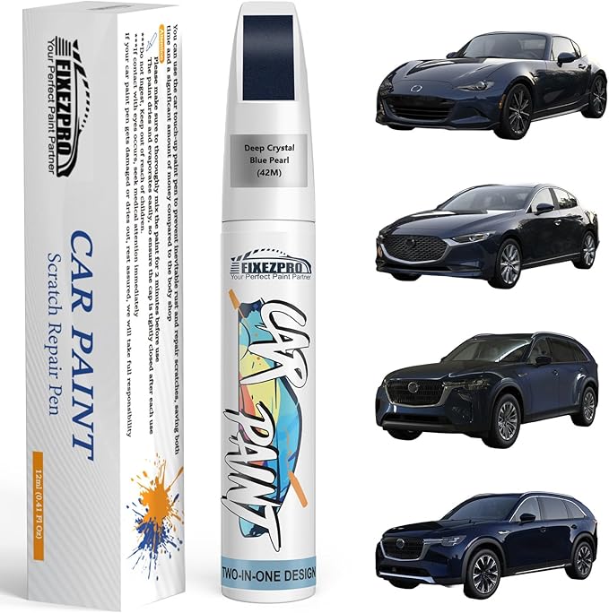 42M Deep Crystal Blue Pearl Touch Up Paint for Mazda, Exact Color Match Car Paint Scratch Repair Remover Pen Kit Quick & Easy Fix Vehicle Chips and Automotive Nicks Scuff