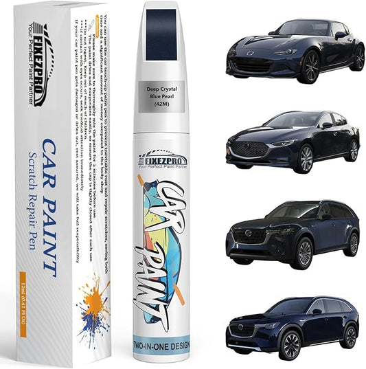 42M Deep Crystal Blue Pearl Touch Up Paint for Mazda, Exact Color Match Car Paint Scratch Repair Remover Pen Kit Quick & Easy Fix Vehicle Chips and Automotive Nicks Scuff