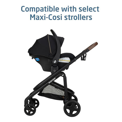 Maxi-Cosi Mico Pro Baby Infant Car Seat with Base, Ventilated Chair, Soft Headrest Pad, Easy-Install Latch, Adjustable Belt Guide, 3-Position Base, Stroller-Ready, 4-30 lbs, up to 32 in, Sea Shadow