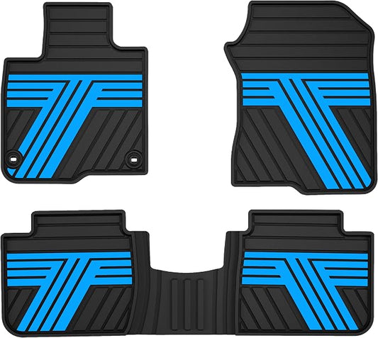 Floor Mats Fit for 2023-2027 Honda HRV Sport/LX/EX-L (Gasoline & Hybrid) & for Acura ADX 2025-2026, Custom Fit All Weather Protection Heavy Duty Anti-Slip Car Mats for HR-V, 1st & 2nd Row Black & Blue