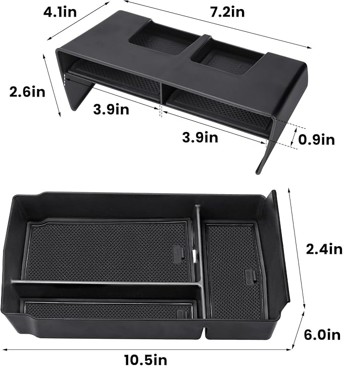 2pcs Center Console Organizer Armrest Tray Insert Storage Box for Honda CRV 2023-2026, Center Console Organizer Combo for 2023+ CR-V Hybrid Accessories, ABS Plastic, Black