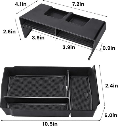 2pcs Center Console Organizer Armrest Tray Insert Storage Box for Honda CRV 2023-2026, Center Console Organizer Combo for 2023+ CR-V Hybrid Accessories, ABS Plastic, Black