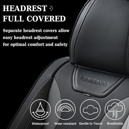 Coverado Car Seat Covers, Front Covers for Cars, Car Seat Cover Front Seats, Automotive Seat Cover, Waterproof, Leather Car Seat Cushion, Universal Interior Covers Seat Protectors for Most Cars