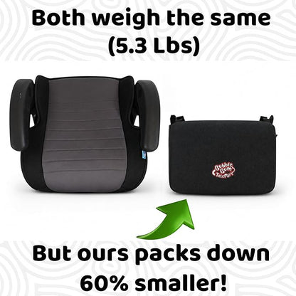 BubbleBum Teleport Backless Booster Car Seat, Kids Booster Seat for Car 40-100 lbs, Shrinks Down for Travel, Portable Carseat for Everyday Use and Foldable, 4 Year Old + Child/Toddler - Black