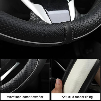 West Llama Customized Auto Car Steering Wheel Cover for Chevy 14.5-15 inches, Steering Wheel Cover for Chevrolet(Black Line-Standard Size)