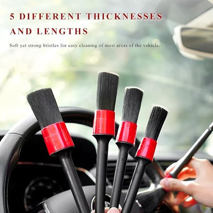 10 PCS Car Detailing Brush Set, Auto Cleaning Kit with Boar Hair & Steel Wire Brushes, A/C Duster, Car Interior Exterior Detailing Kit for Dashboard Engines Leather Wheel